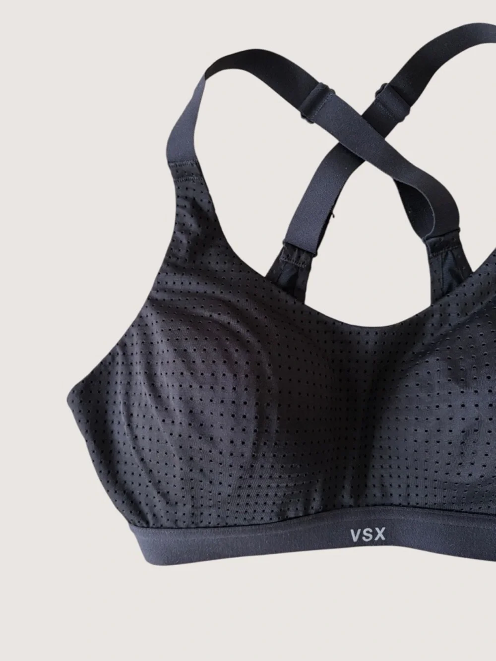 VSX Black Perforated Cross-Back Sports Bra